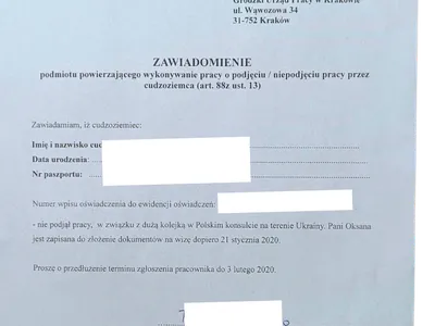 Zawiadomienie o zatrudnieniu
