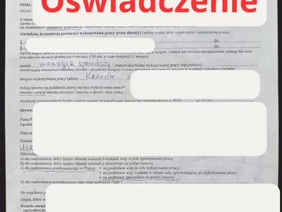 Oświadczenie o powierzeniu pracy